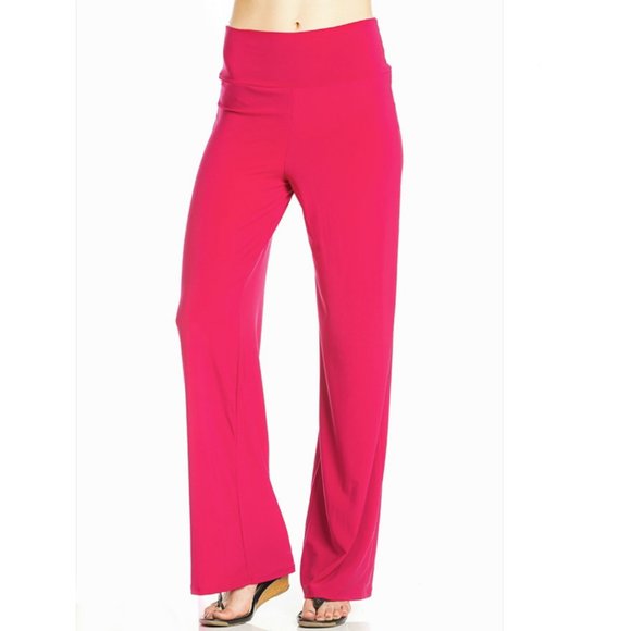 Azules Women's Poly Span Comfy Stretch Palazzo Pants S,M,L,XL,Pink, Made in USA - Picture 4 of 6